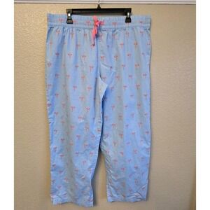 Gap Body XL Pj Pants  Blue Pink Flamingo  Pajamas Adjustable To Shorter Length